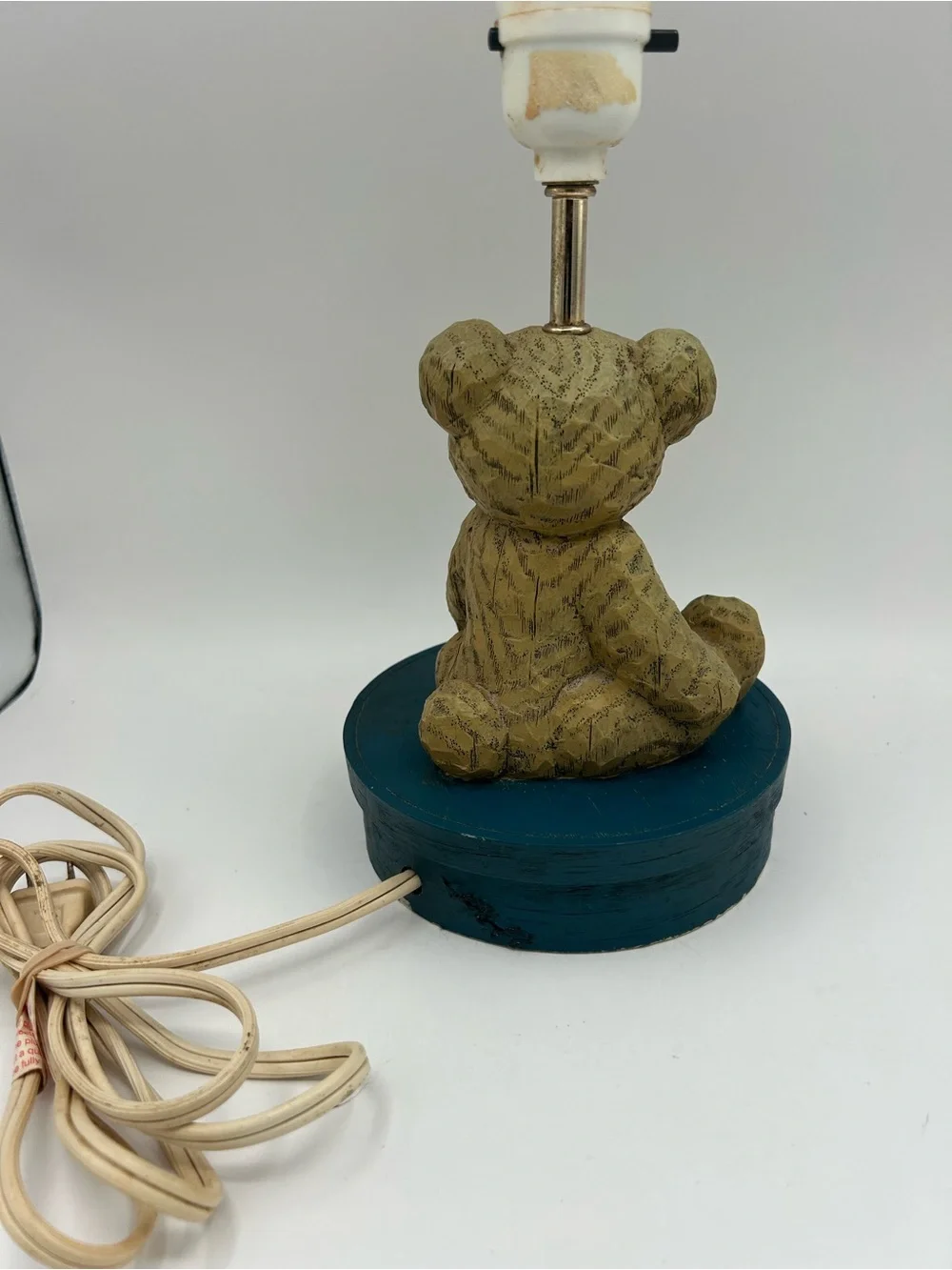 Vintage Teddy Bear Lamp Carved Wooden Resin Children's Nursery Room RARE
